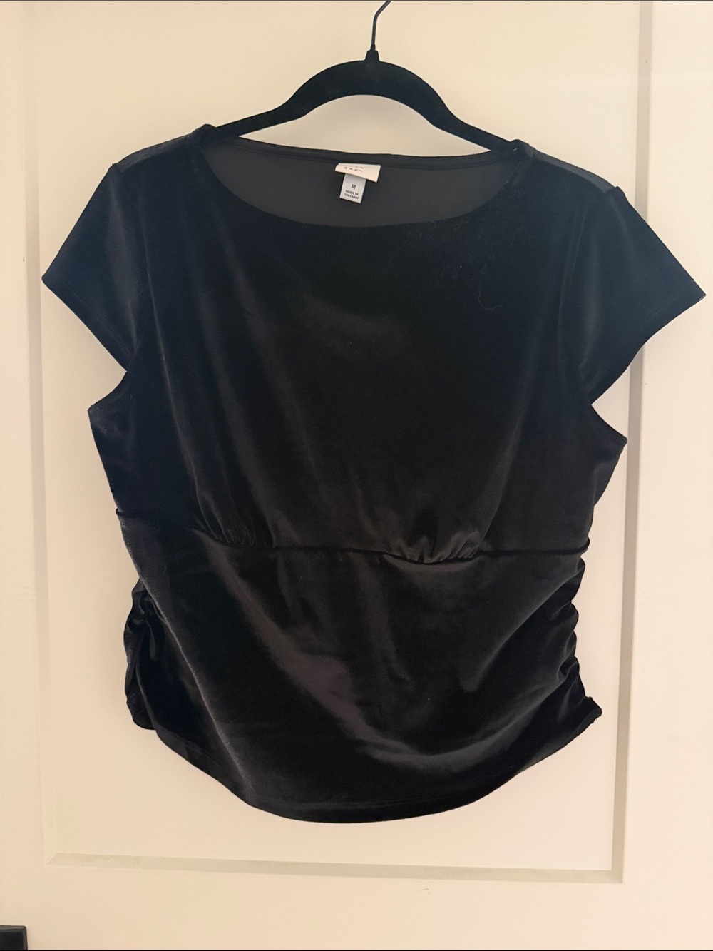 a new day Black Velvet Cap Sleeve Crop Top